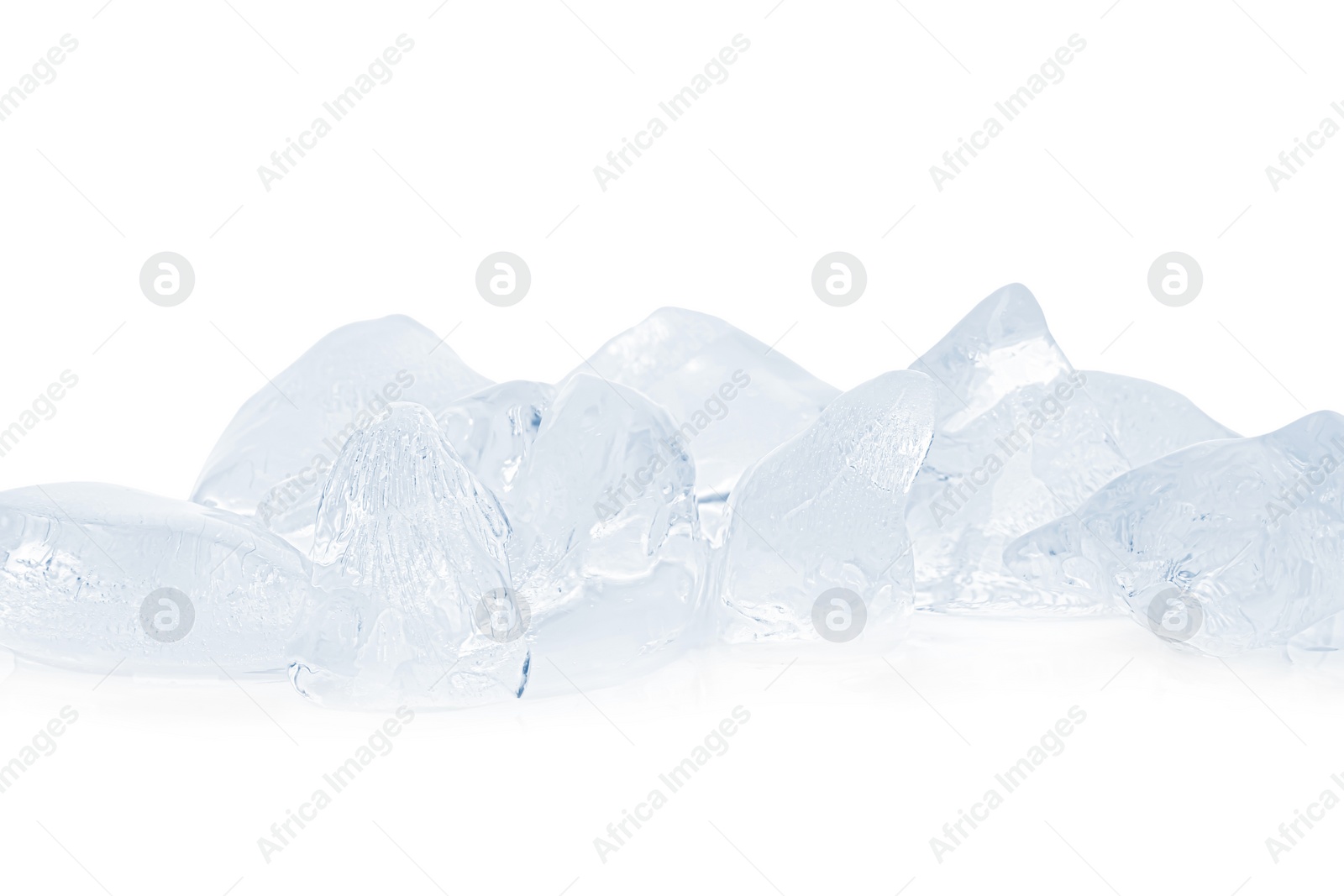 Photo of Pieces of crushed ice isolated on white