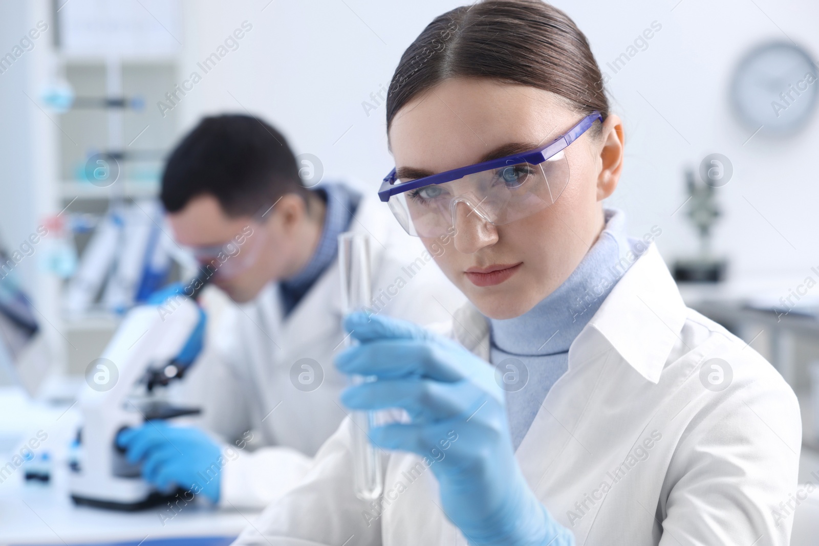 Photo of Scientists working with samples in laboratory. Medical research