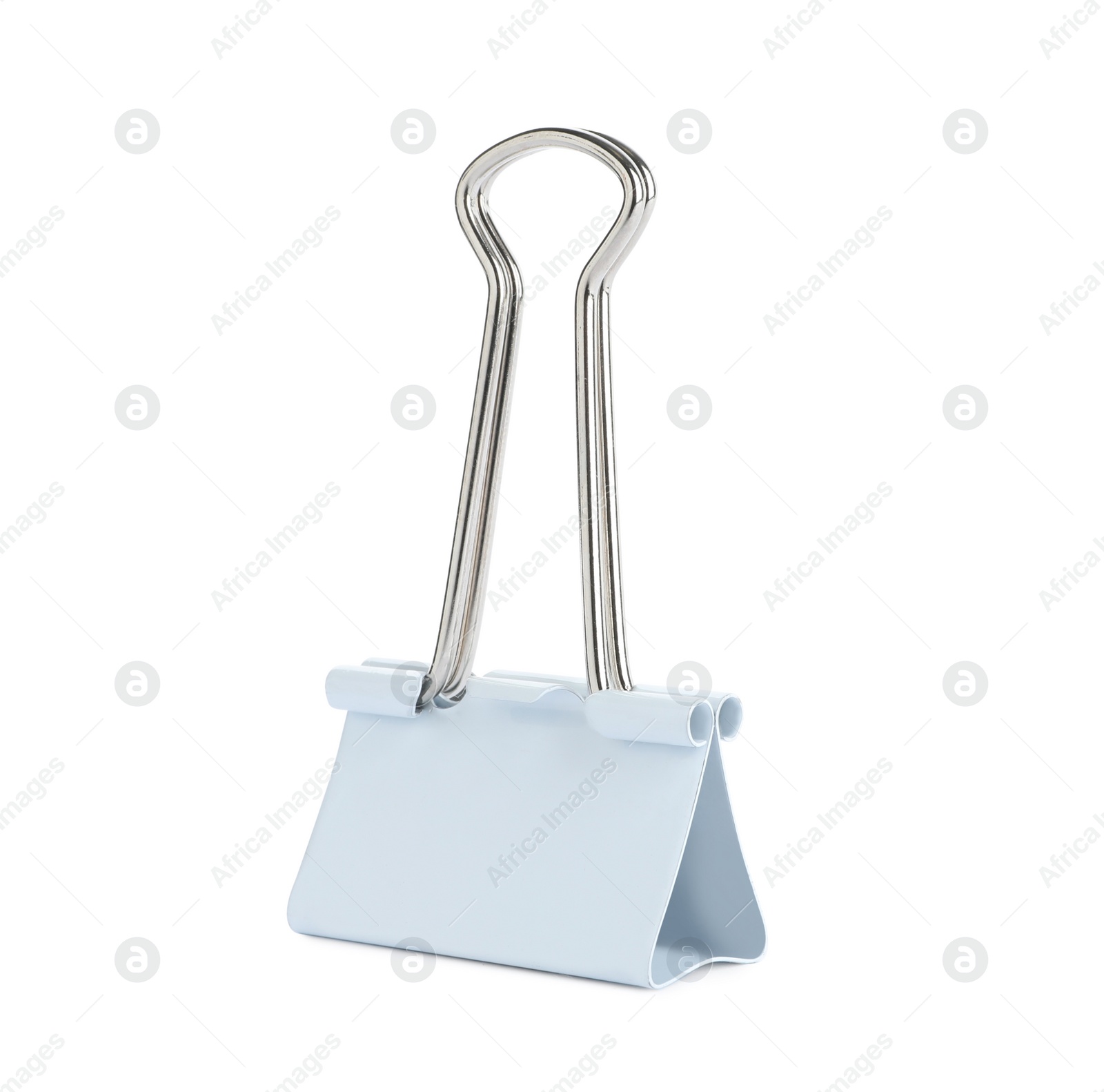 Photo of One binder clip isolated on white. Stationery item