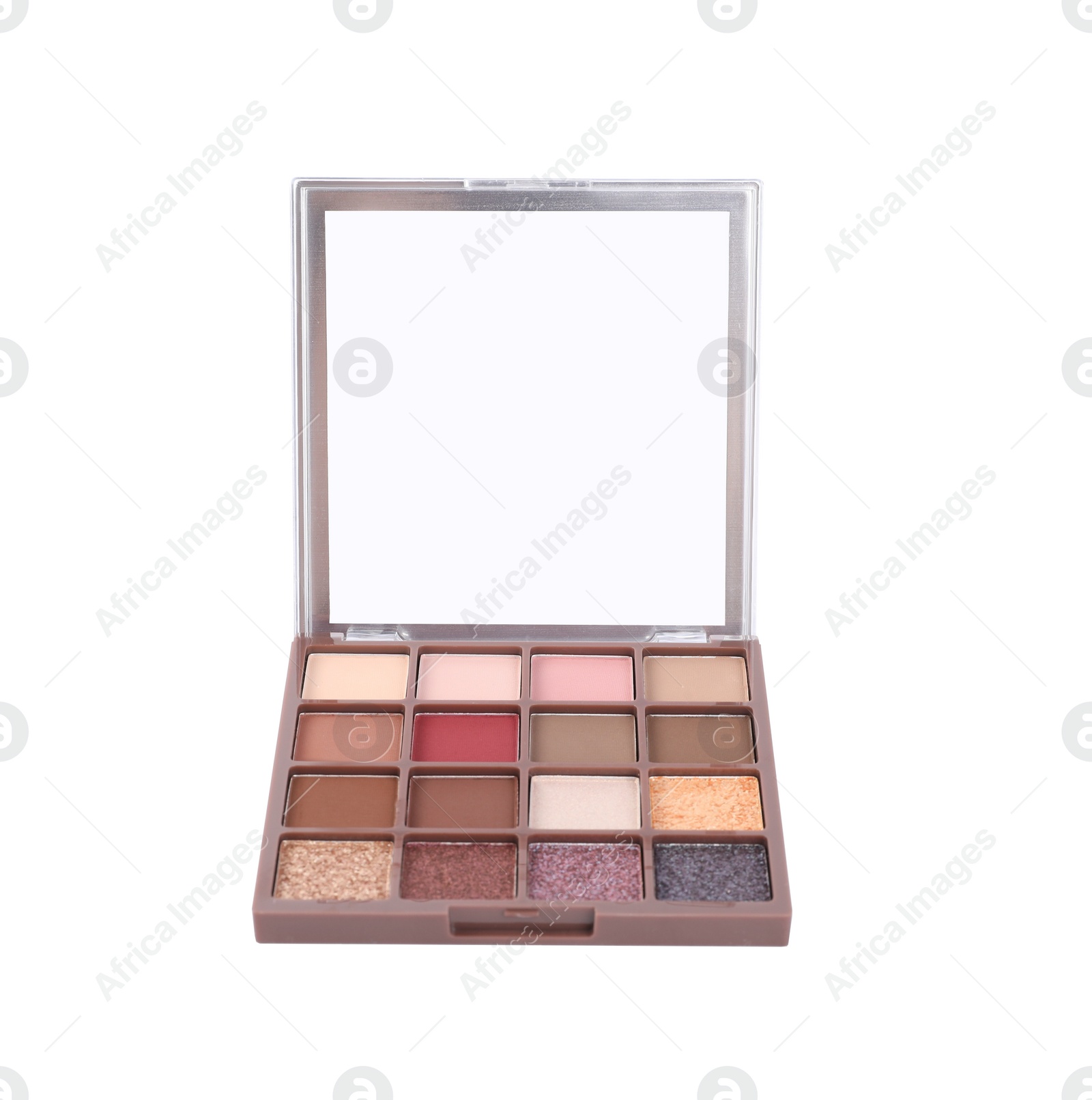 Photo of Beautiful eyeshadow palette isolated on white. Makeup product