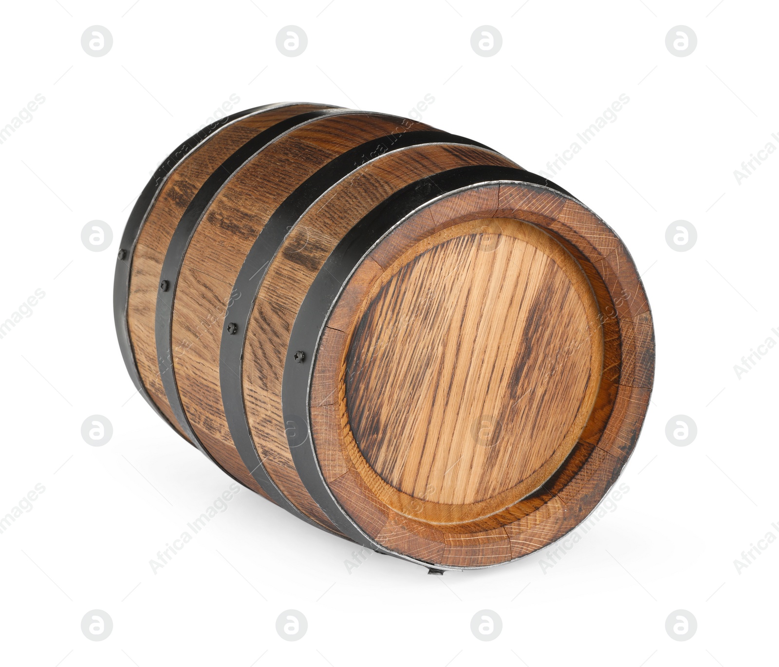 Photo of One traditional wooden barrel isolated on white