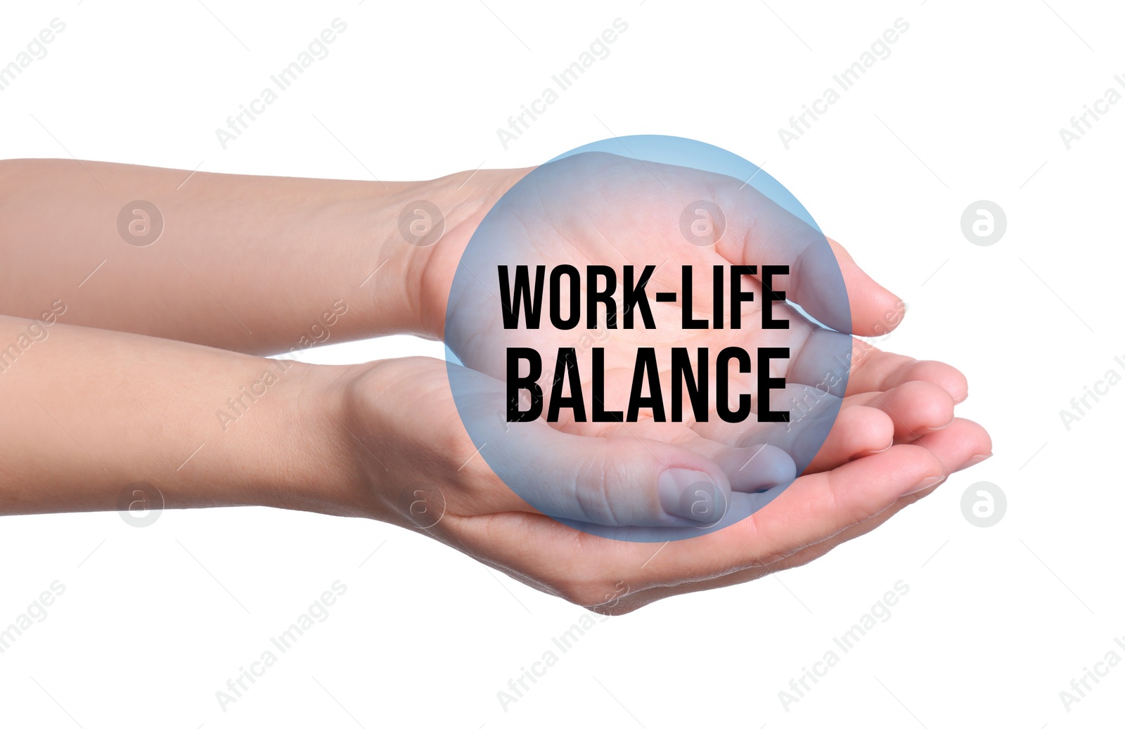 Image of Woman demonstrating Work-life balance concept on light background, closeup