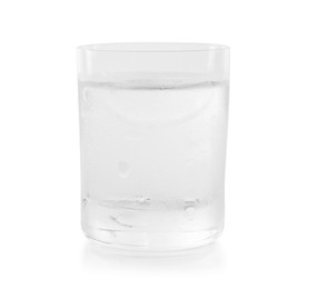 Photo of Vodka in shot glass isolated on white