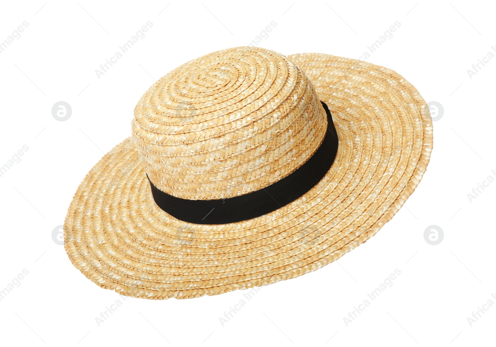 Photo of Straw hat isolated on white. Stylish headdress