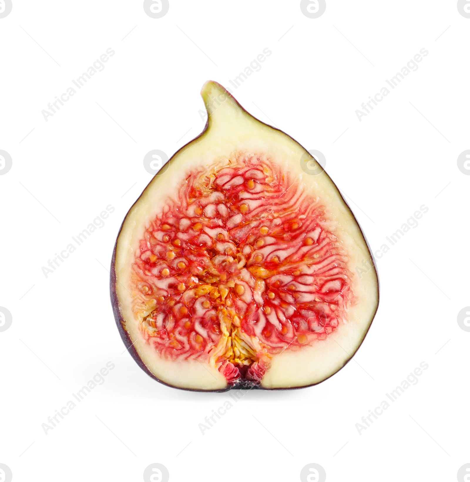 Photo of Half of ripe fresh fig isolated on white