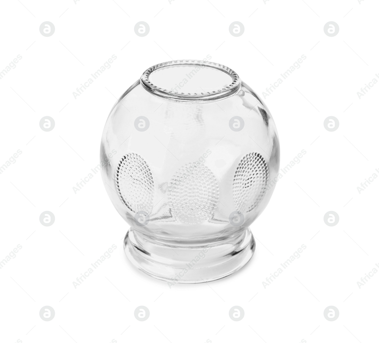 Photo of One glass cup isolated on white. Cupping therapy