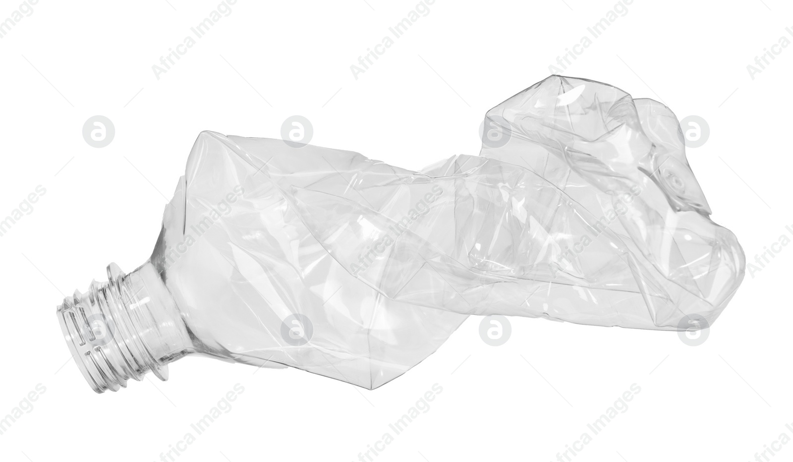 Photo of Crumpled disposable plastic bottle isolated on white