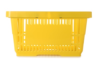 Color plastic shopping basket on white background