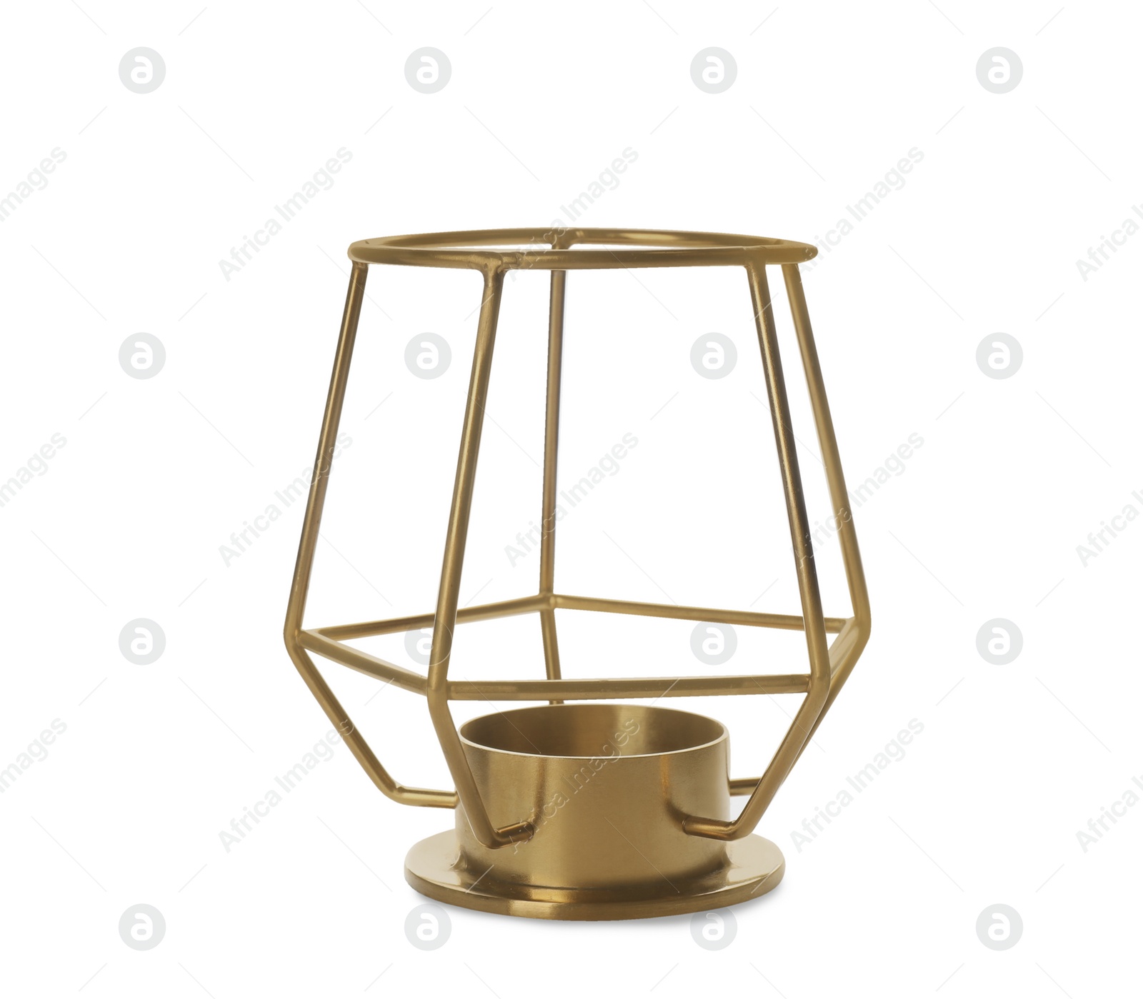Photo of Vintage metal candle holder isolated on white
