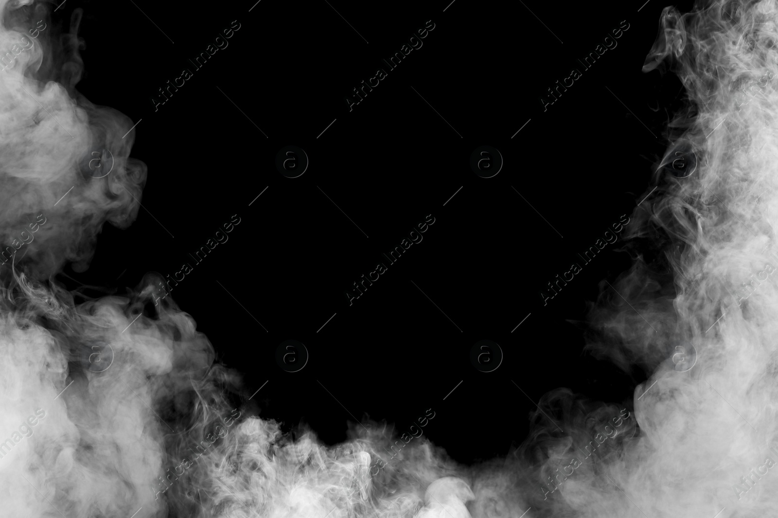 Image of White smoke on black background. Space for text