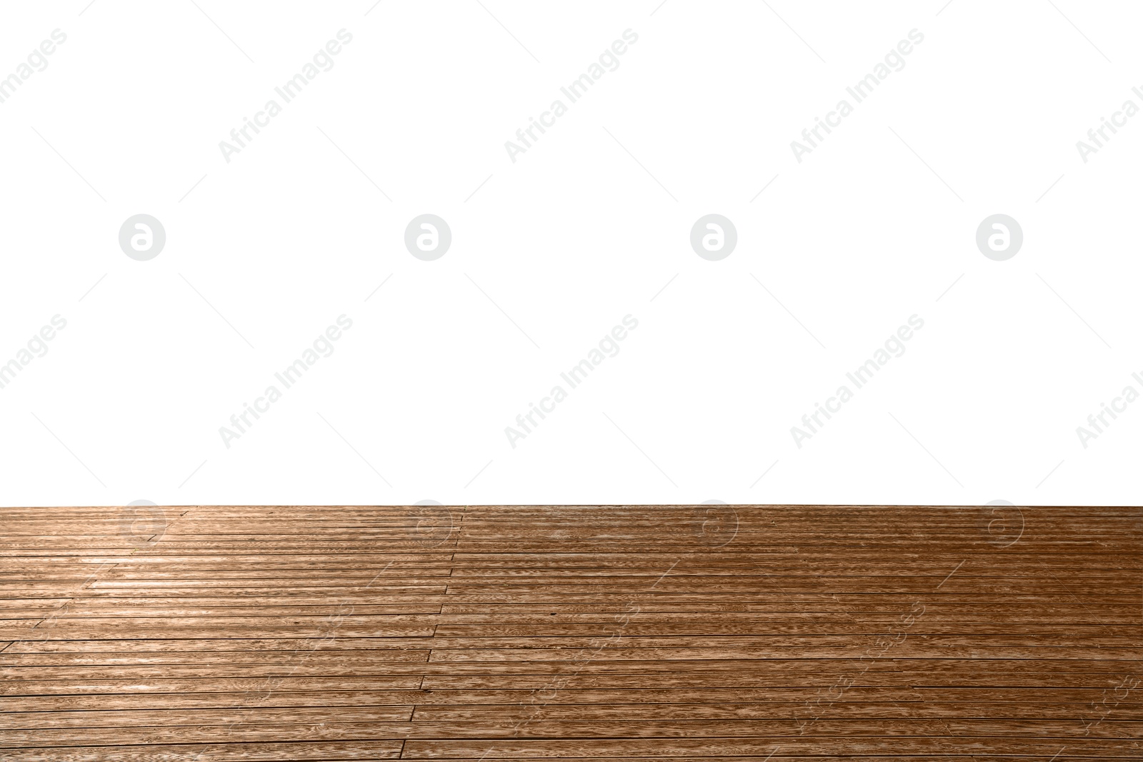 Image of Empty wooden surface isolated on white. Mockup for design