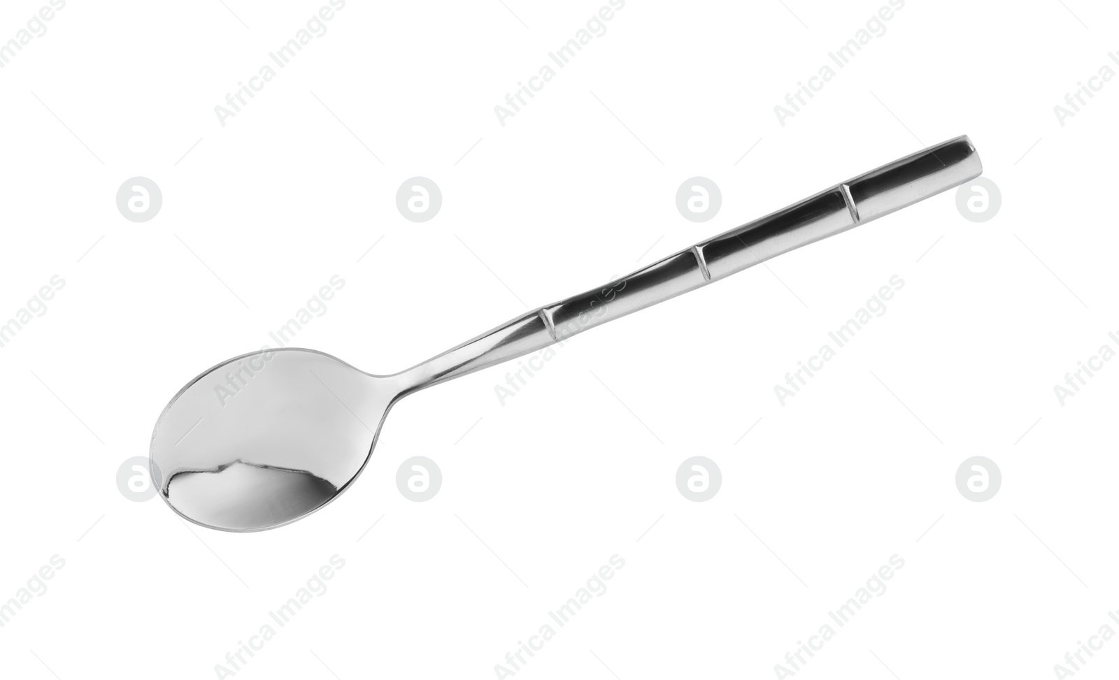 Photo of One new clean spoon isolated on white, top view