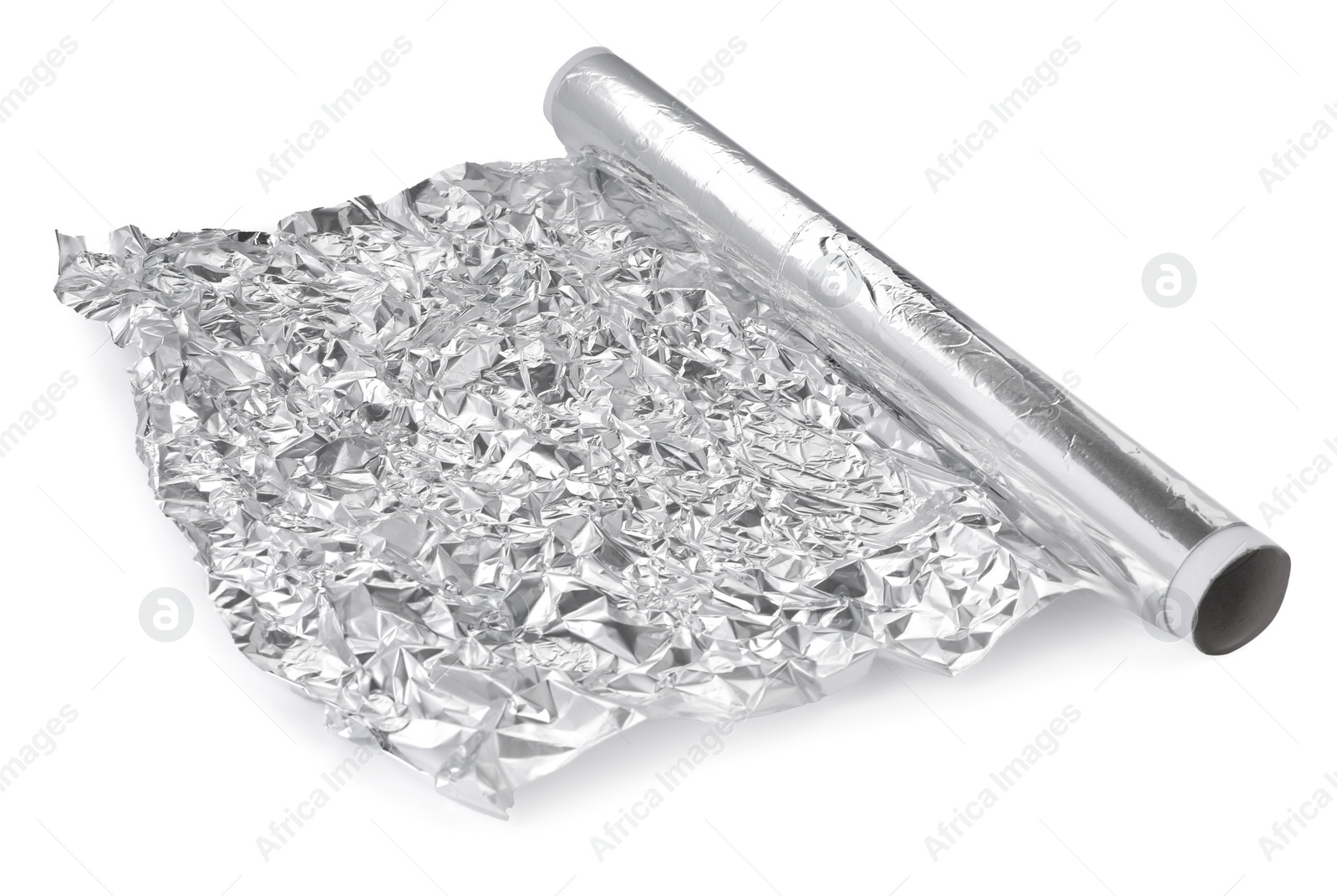 Photo of Roll of aluminum foil isolated on white