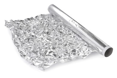 Roll of aluminum foil isolated on white