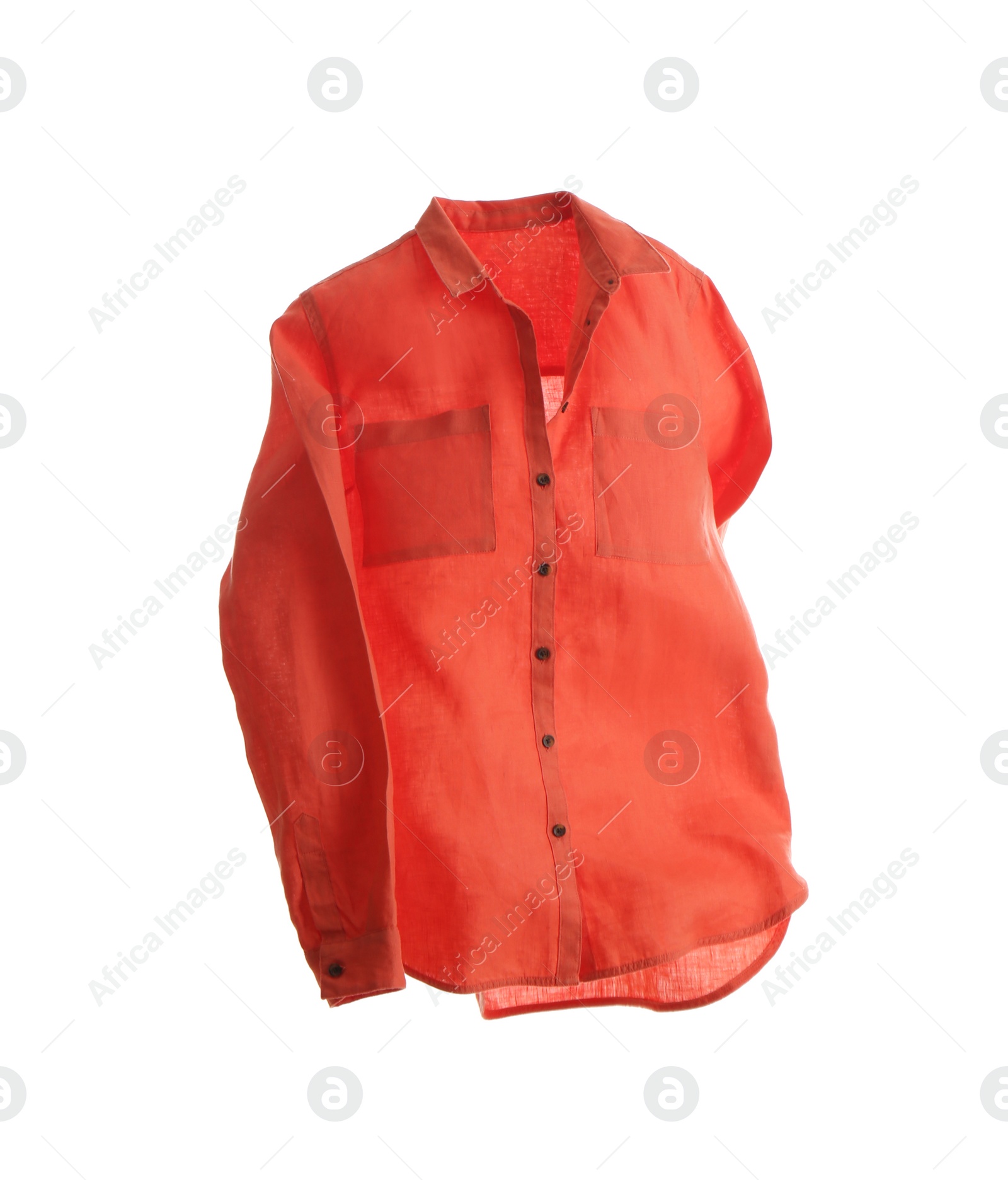 Photo of Red shirt isolated on white. Stylish clothes