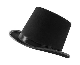 Black magician top hat isolated on white