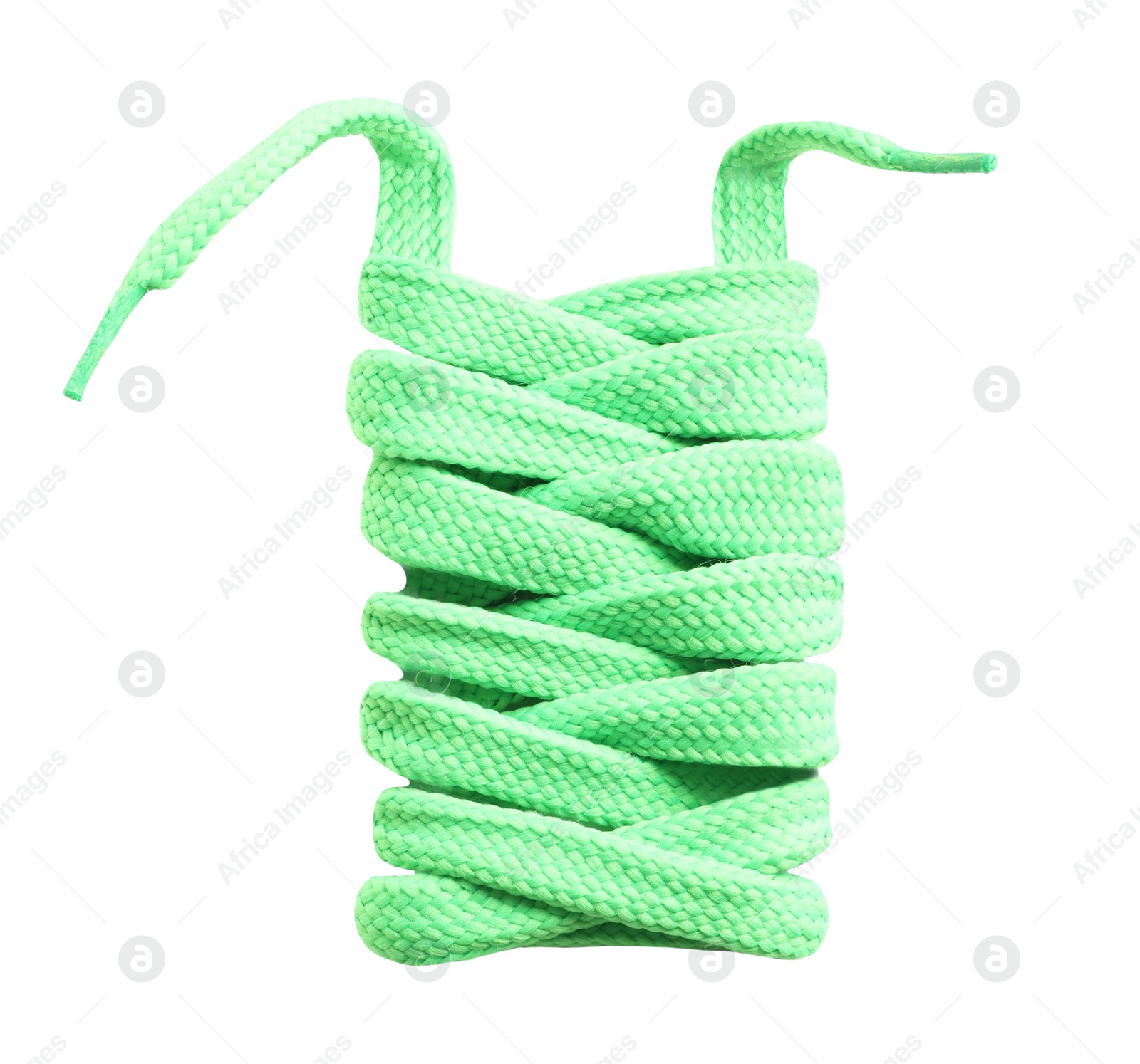 Image of Green shoe laces isolated on white 