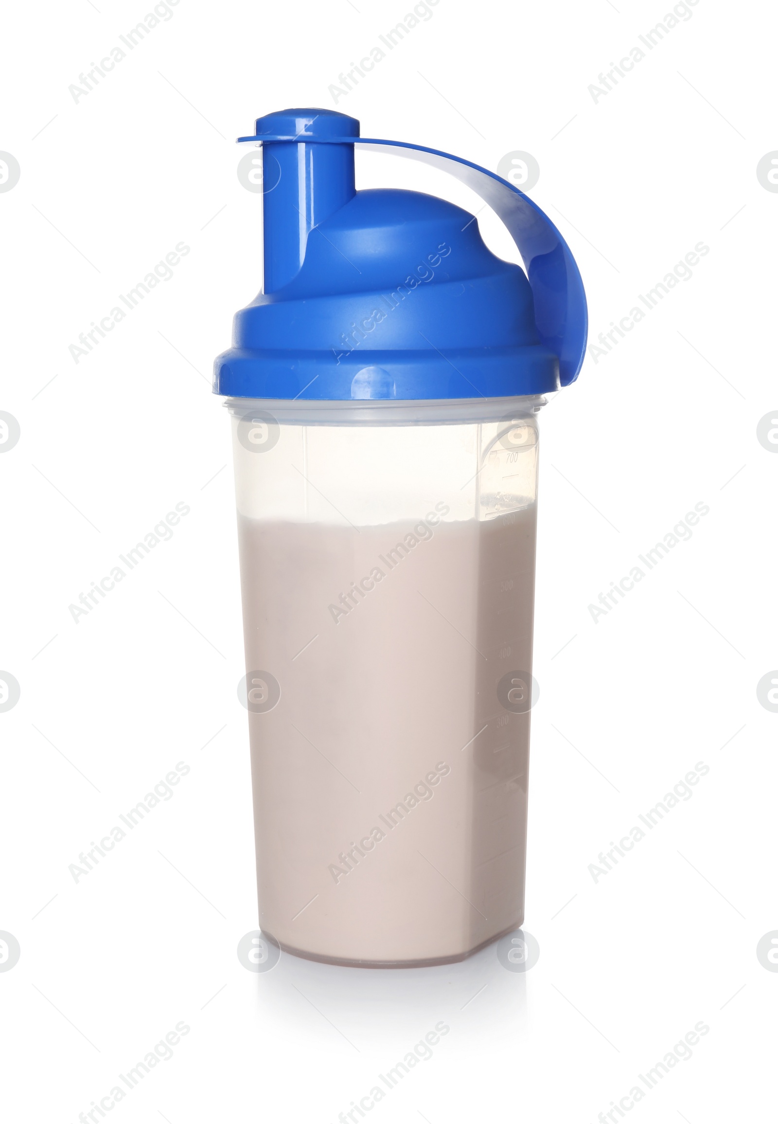 Photo of Protein shake in sport bottle isolated on white