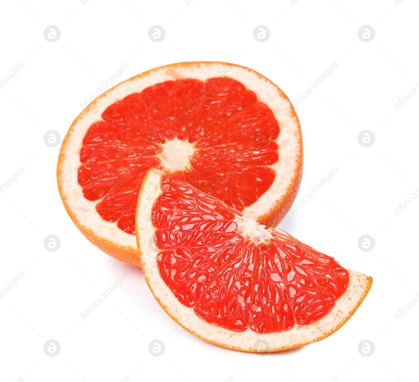 Photo of Ripe grapefruit on white background. Fresh fruit