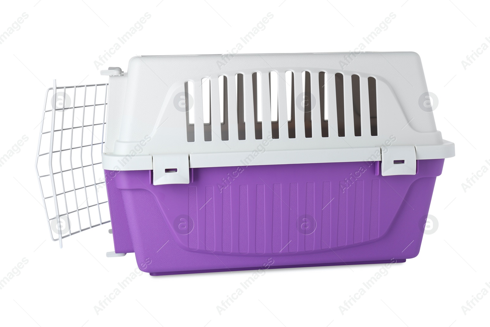 Photo of Violet carrier for pet isolated on white