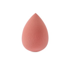 One coral makeup sponge isolated on white