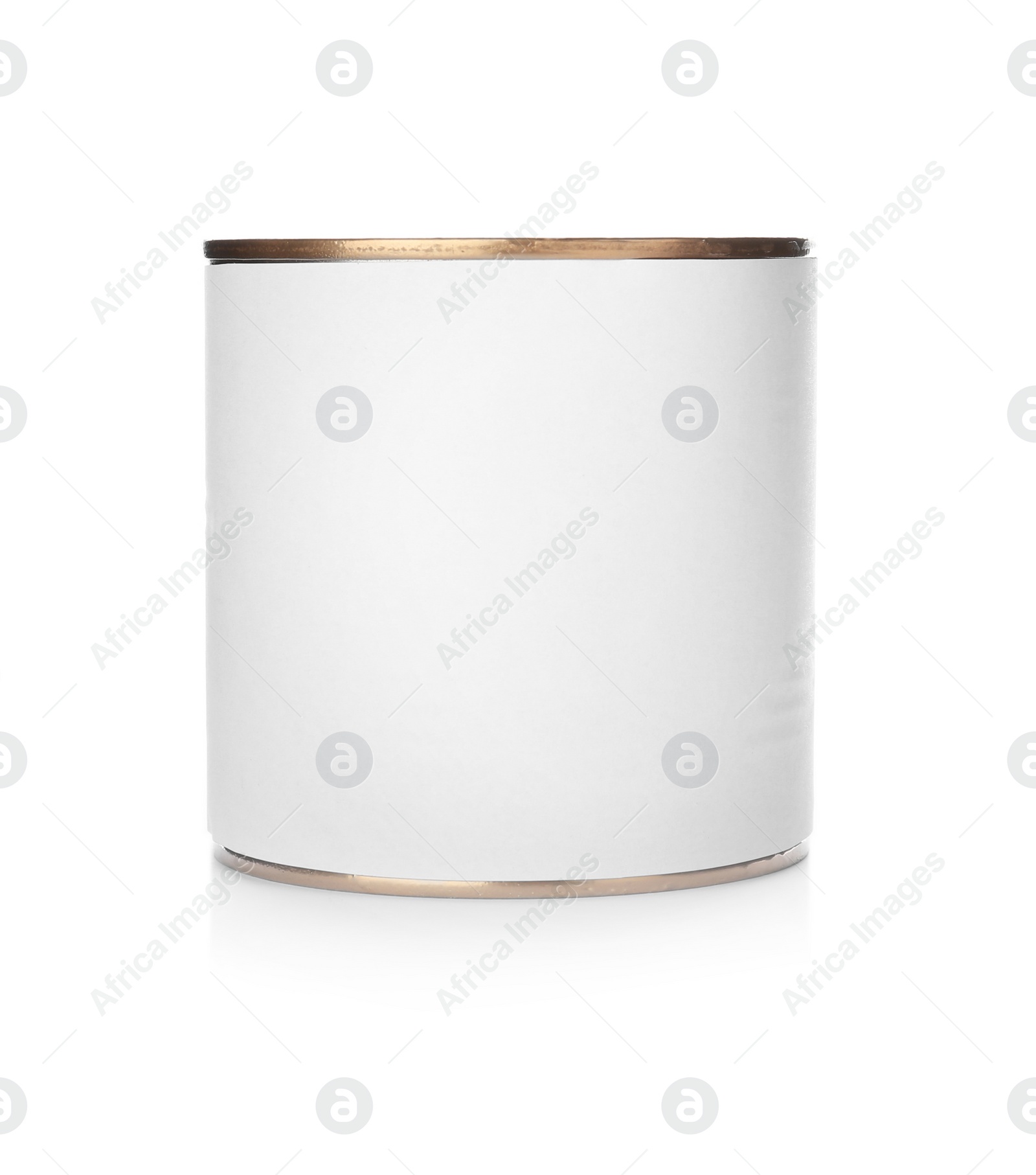 Photo of Mockup of tin can on white background