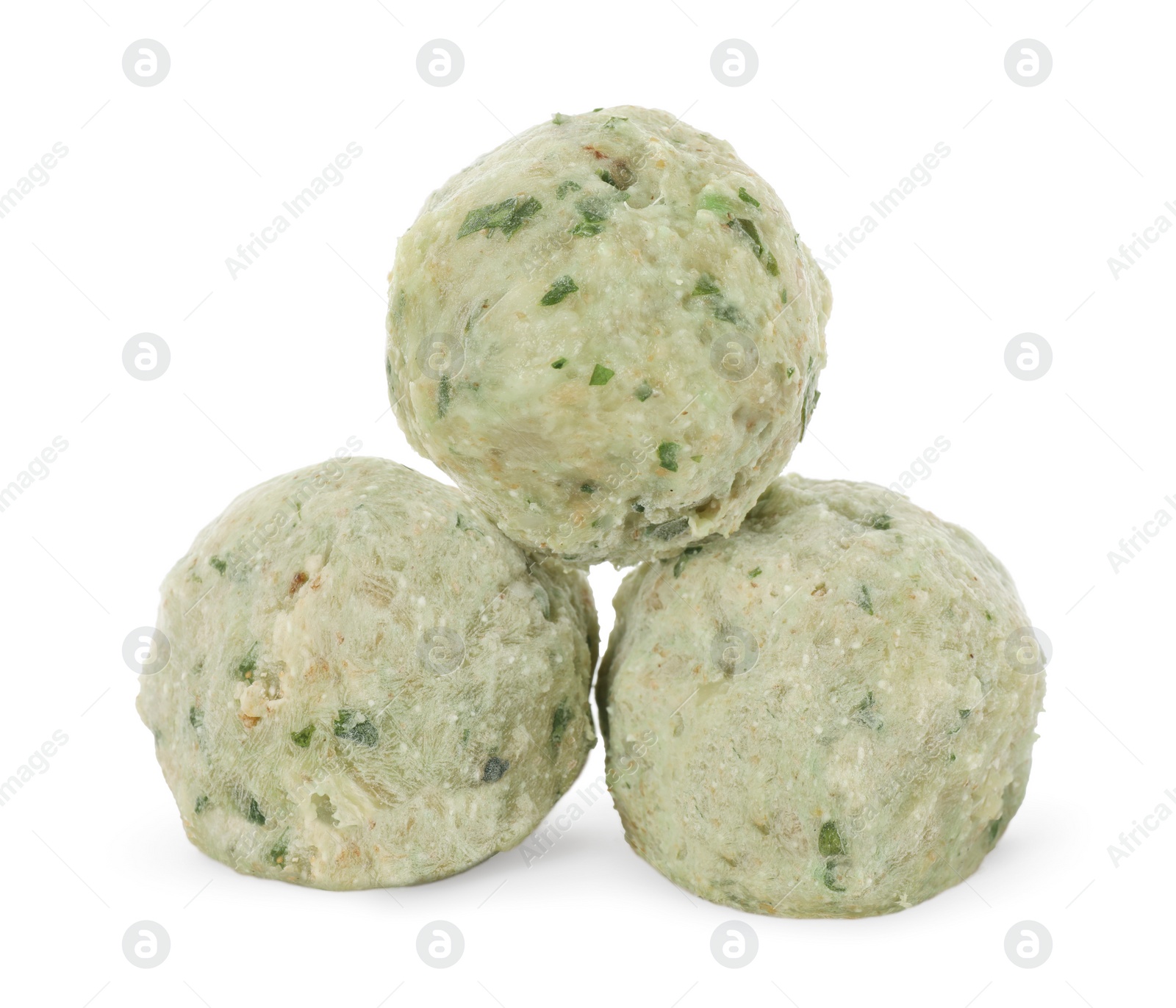 Photo of Raw falafel balls isolated on white. Vegan meat product