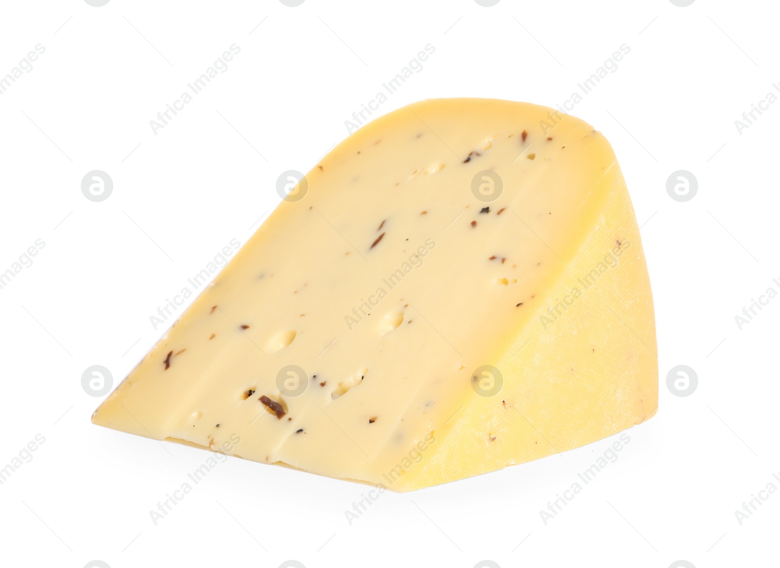 Photo of Piece of delicious truffle cheese isolated on white