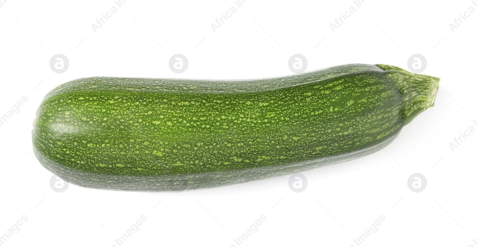 Photo of One raw ripe zucchini isolated on white