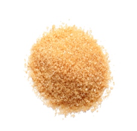 Pile of brown sugar on white background