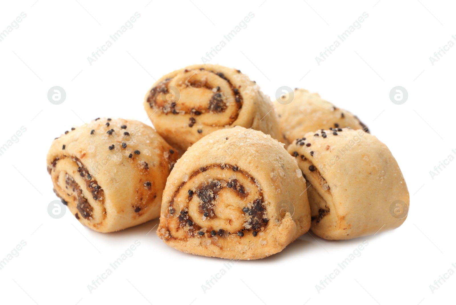 Photo of Freshly baked poppy seed cookies isolated on white