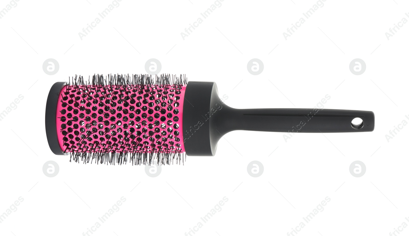 Photo of New round hair brush isolated on white