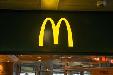 Photo of WARSAW, POLAND - AUGUST 05, 2022: Signboard with McDonald's Restaurant logo