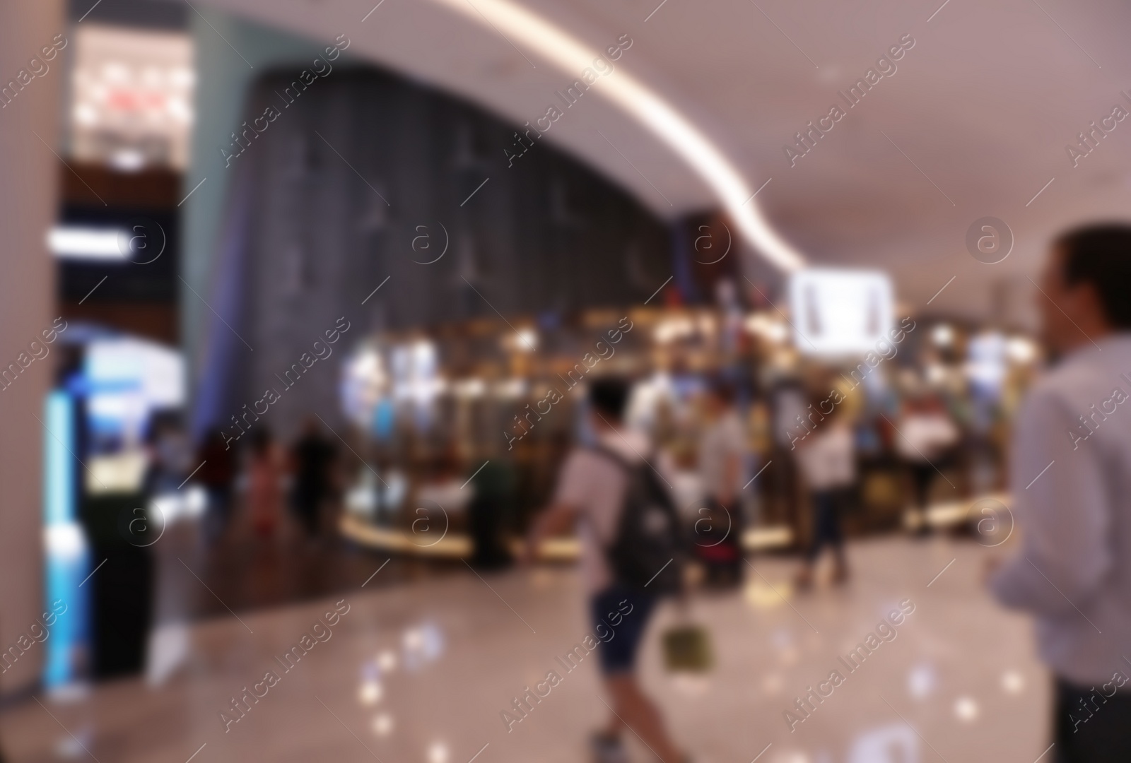 Photo of DUBAI, UNITED ARAB EMIRATES - NOVEMBER 04, 2018: Interior of luxury shopping mall, blurred view