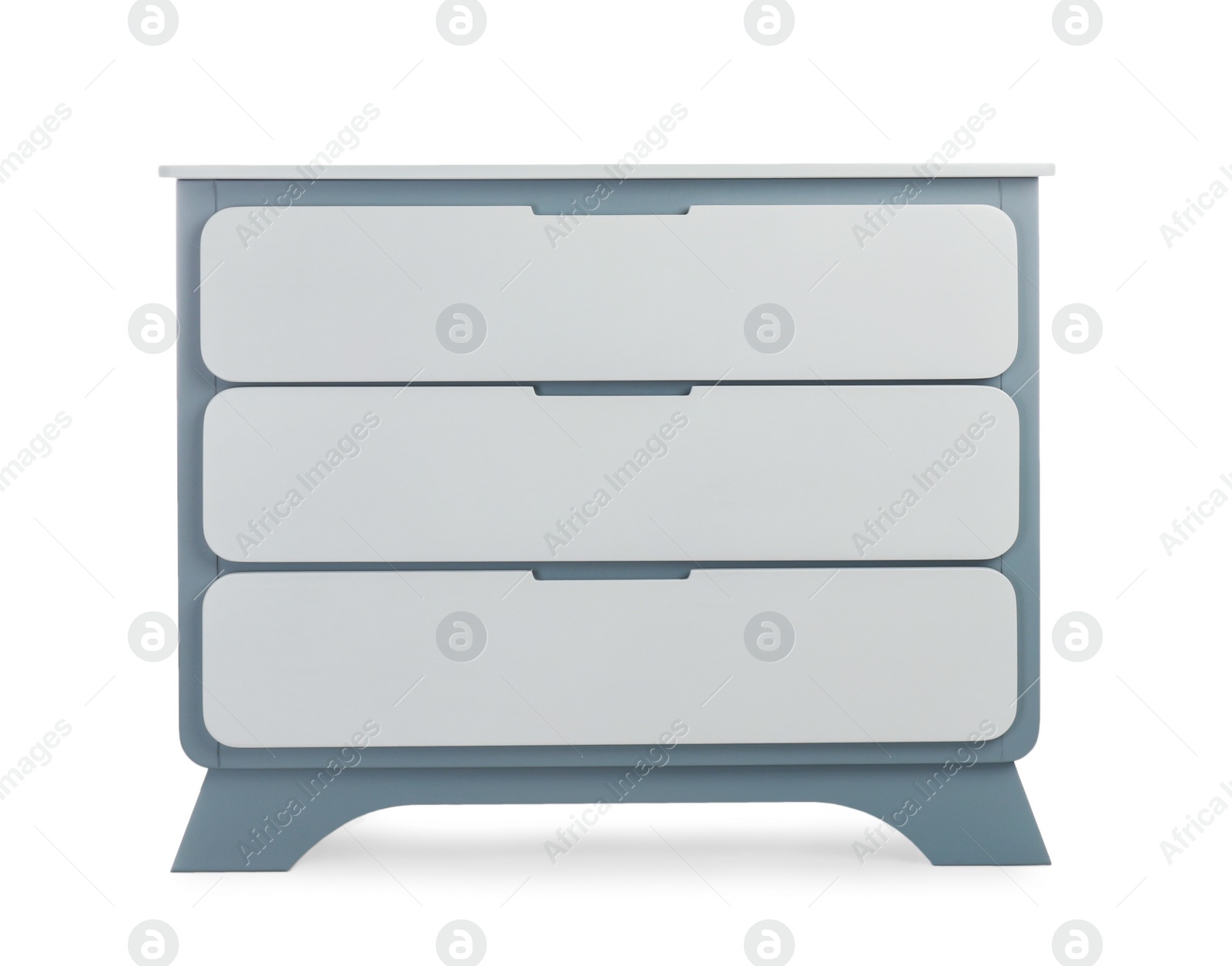 Photo of Modern wooden chest of drawers on white background