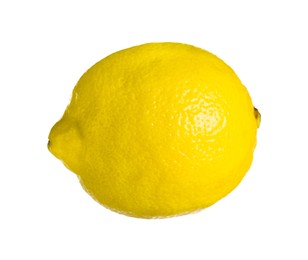 Photo of One whole ripe lemon isolated on white