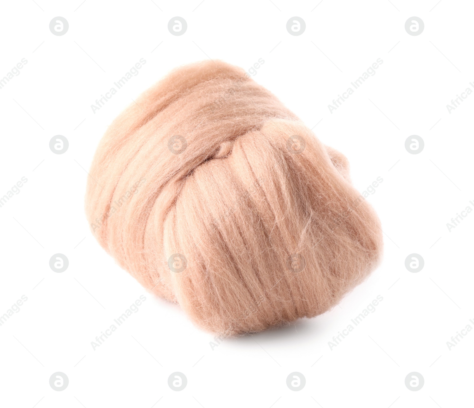 Photo of One beige felting wool isolated on white