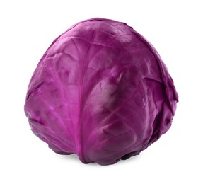 Photo of One fresh ripe red cabbage isolated on white