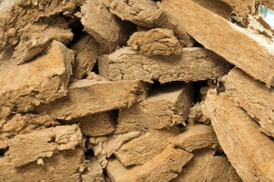 Photo of Heap of thermal insulation material as background, closeup