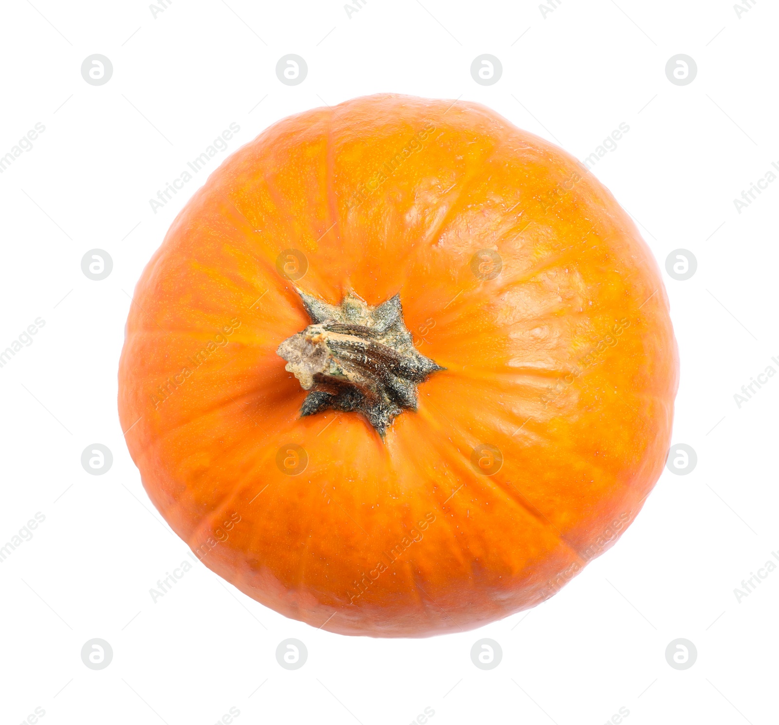 Photo of Fresh ripe pumpkin isolated on white, top view. Organic plant