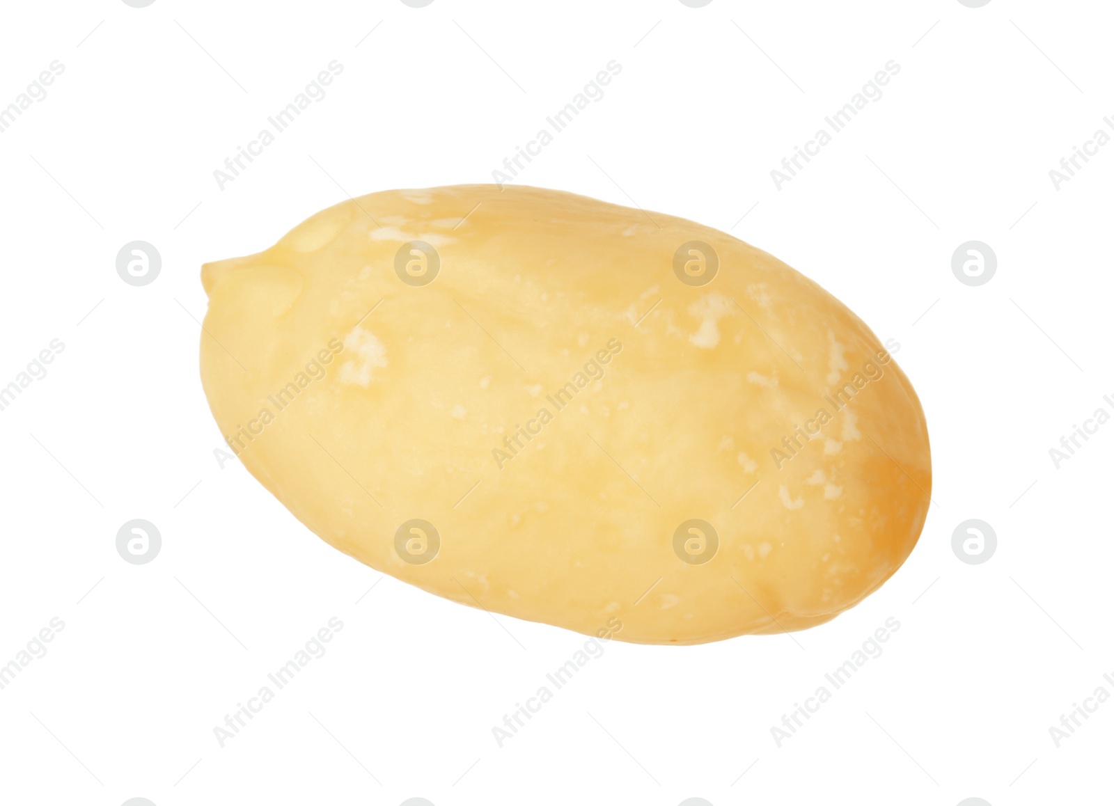 Photo of One fresh peeled peanut isolated on white