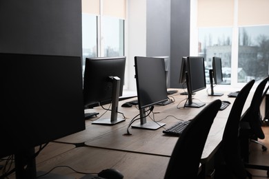 Many modern computers in open space office