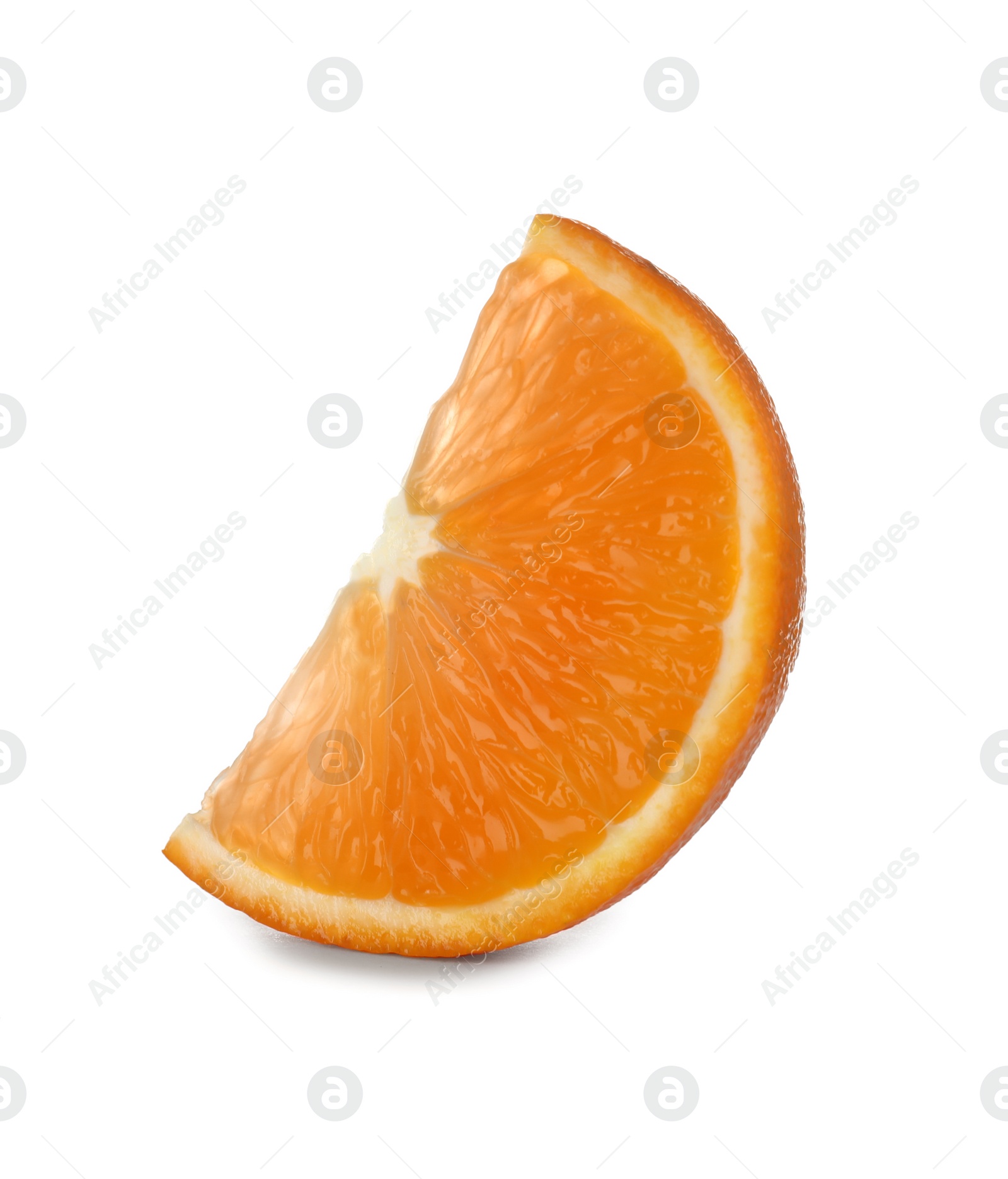 Photo of Slice of ripe orange isolated on white