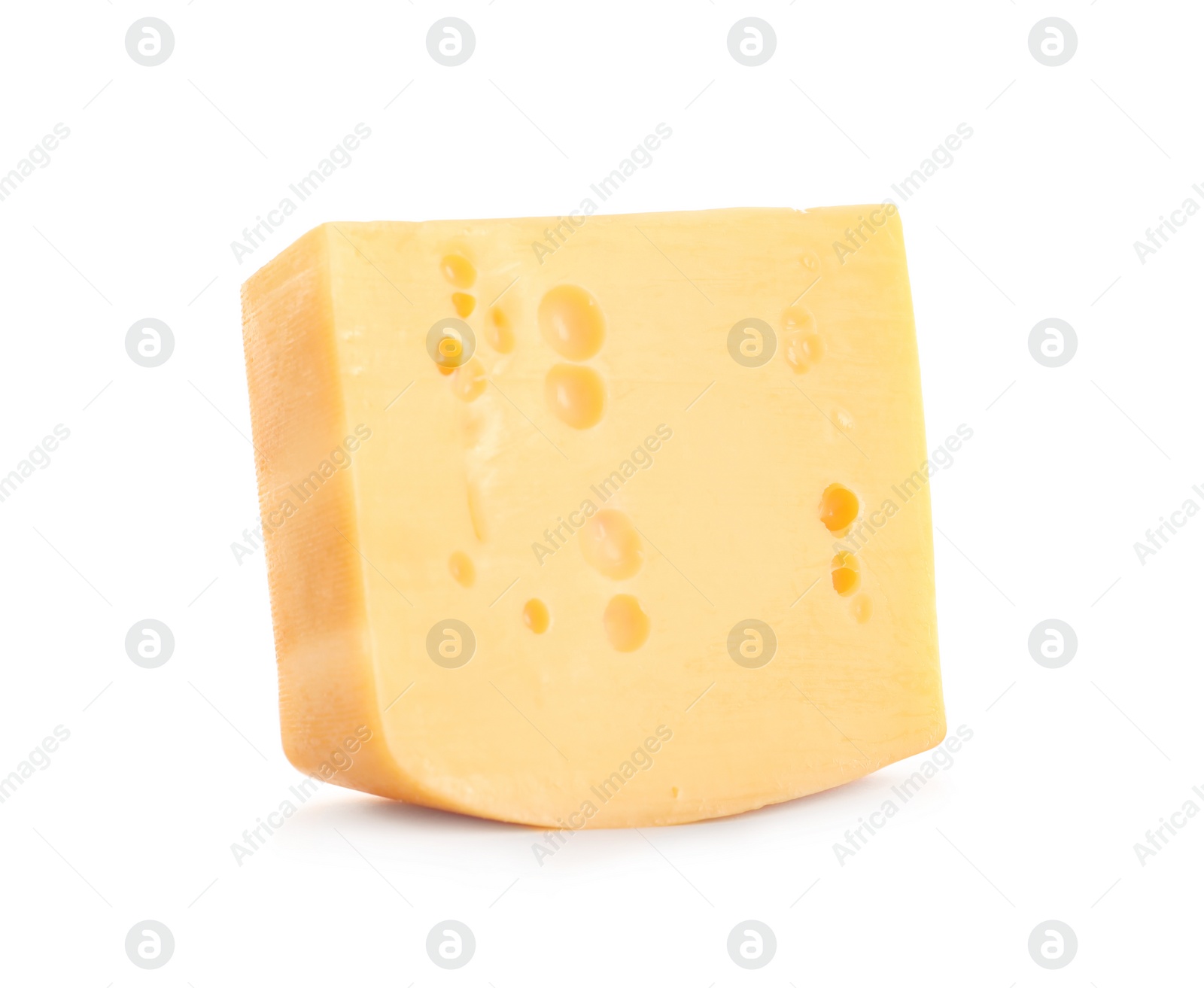 Photo of Piece of delicious cheese on white background