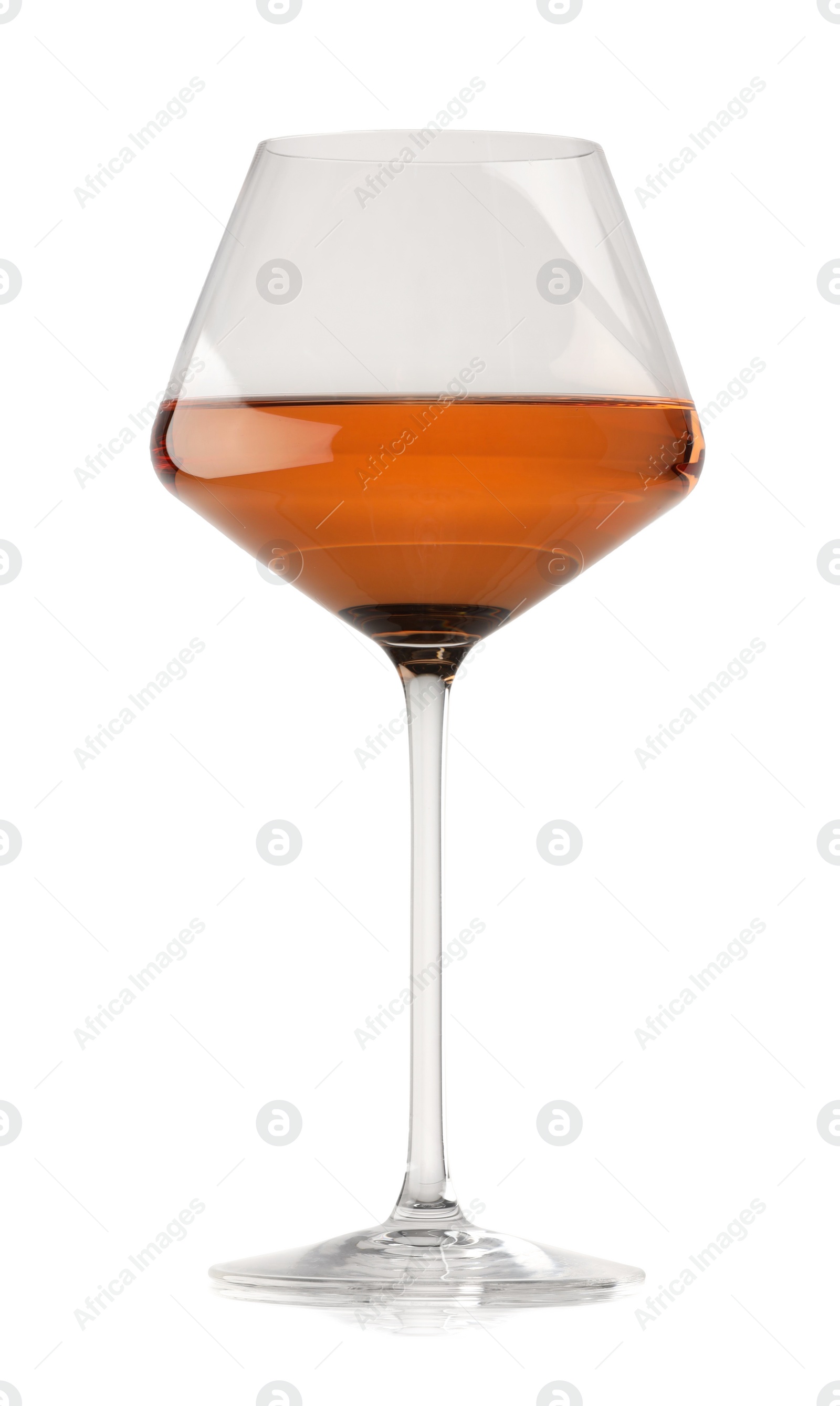 Photo of Rose wine in glass isolated on white