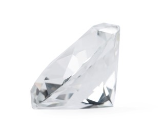Photo of Beautiful dazzling diamond isolated on white. Precious gemstone