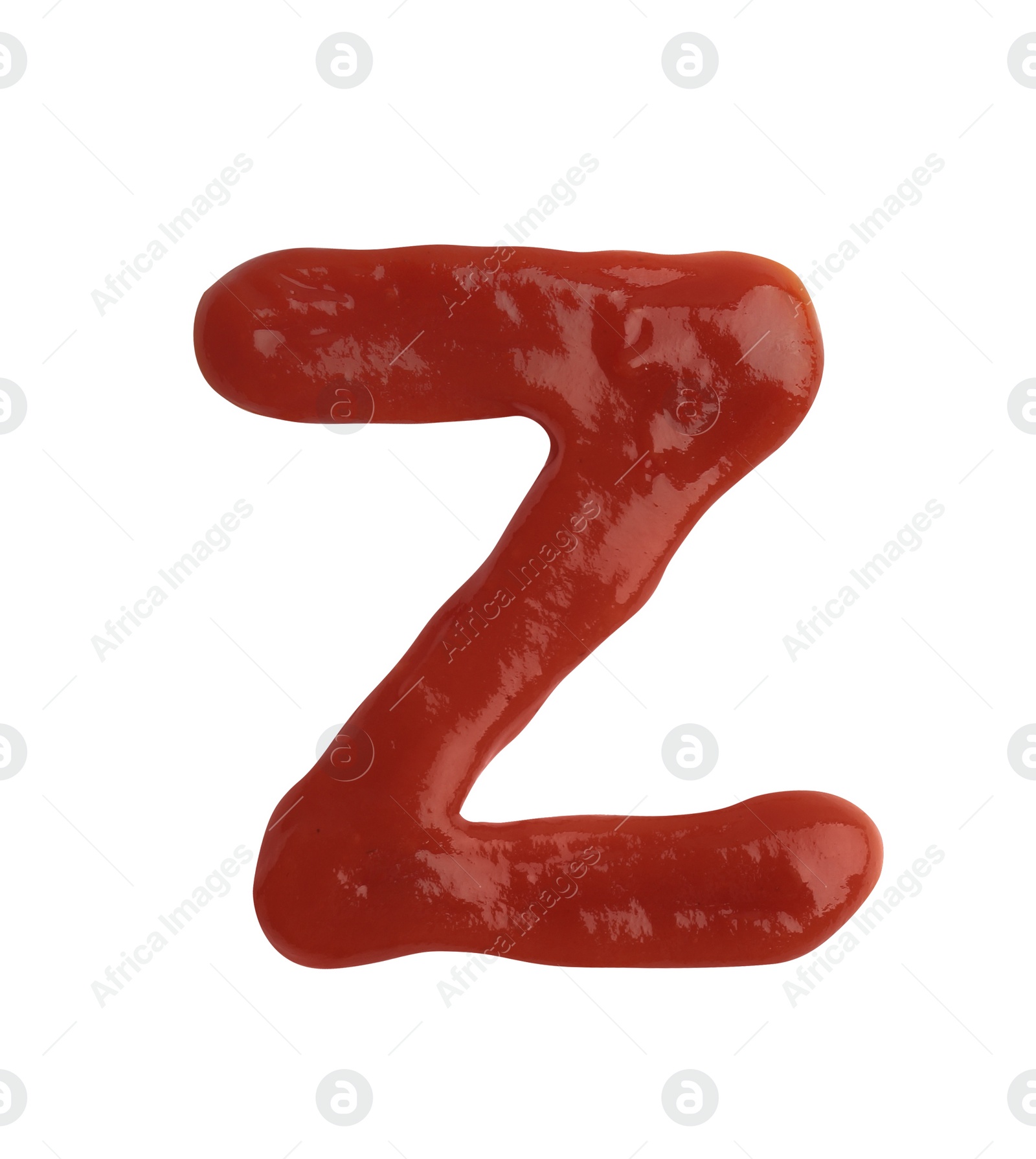 Photo of Letter Z written with ketchup on white background