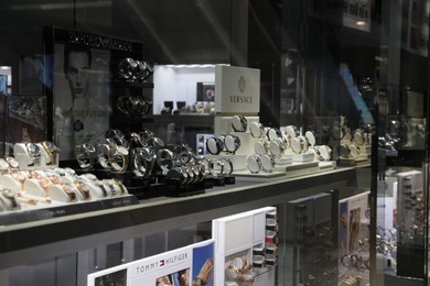 Photo of Turkey, Trabzon-June 30, 2022: Showcase with different luxury watches in store