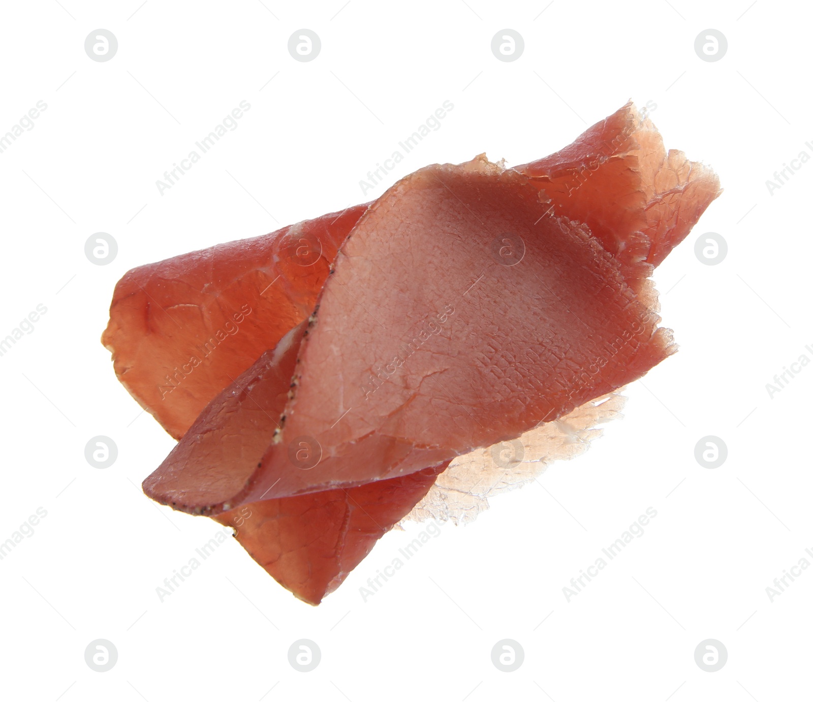 Photo of Slice of tasty bresaola isolated on white