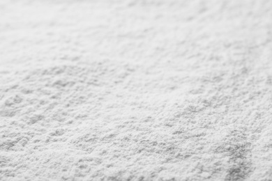 Photo of Wheat flour for pastry as background, closeup